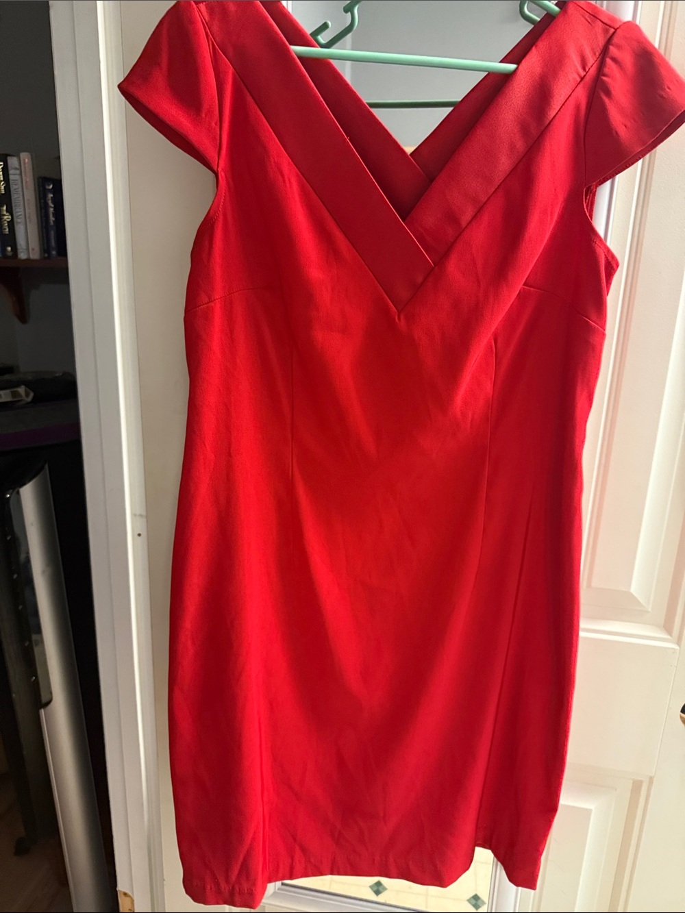 connected apparel Red V-Neck Cap Sleeve Mini Dress